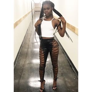 Fashion Nova Wild Hearts Lace Up Pants 